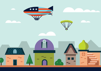 Hot Air Balloon Blimp Vector Illustration - vector #438489 gratis